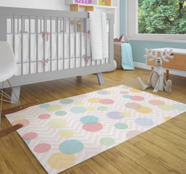Kleurrijke Polka Dot Chevron Vinyl tapijt  - TenStickers
