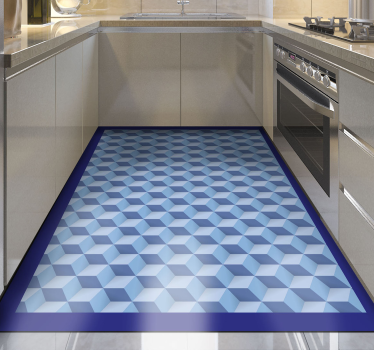3d kubiek blauw vinyl tapijt geometrisch - TenStickers