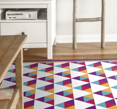 Levendig driehoekig motief vinyl tapijt geometrisch - TenStickers