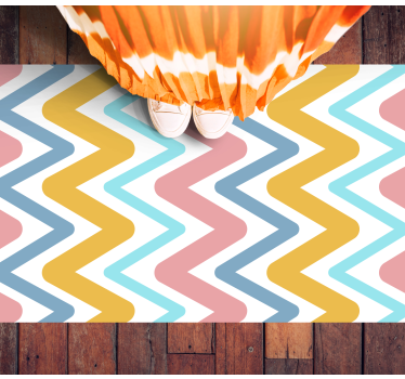 Levendig zigzagconcept vinyl tapijt geometrisch - TenStickers