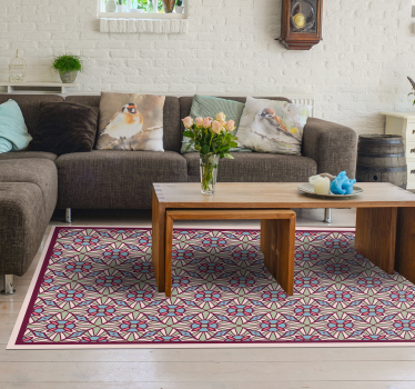 Levendige compositie vinyl tapijt woonkamer - TenStickers