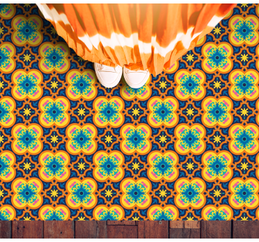 Levendige bloemenillustratie vinyl tapijt woonkamer - TenStickers