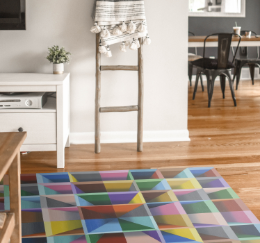 Levendige geometrie vinyl tapijt woonkamer - TenStickers