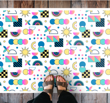 Levendige elementen vinyl tapijt geometrisch - TenStickers
