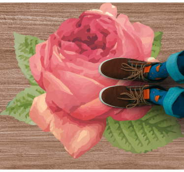 Levendige rozenbloesem vinyl tapijt bloemen en planten - TenStickers