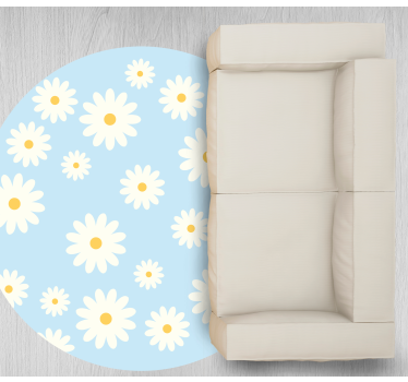 Madeliefje bloemenembleem vinyl tapijt woonkamer - TenStickers
