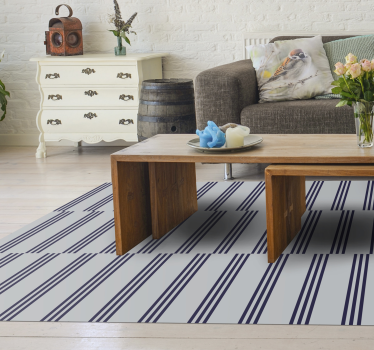 Marineblauw gestreept ontwerp vinyl tapijt woonkamer - TenStickers