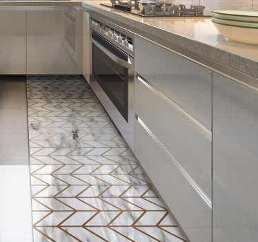 Marmeren in grijs met goud vinyl vloerkleed keuken - TenStickers