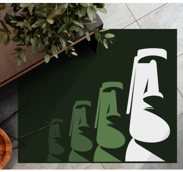 Moai-beelden omtrek vinyl tapijt woonkamer - TenStickers