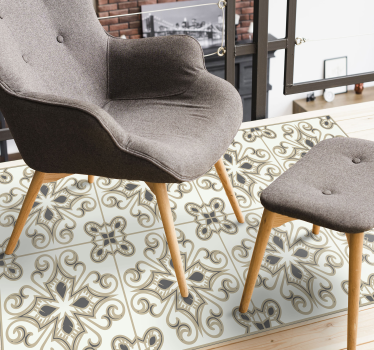 Marokkaanse stijl met bloemen modern vinyl tapijt - TenStickers