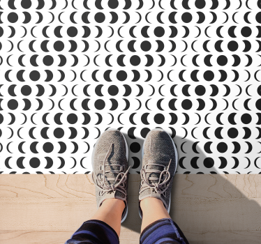 Monochrome halve cirkels vinyl tapijt geometrisch - TenStickers