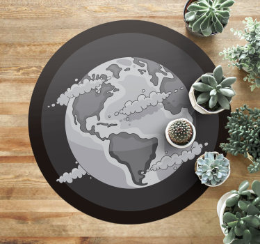 Monochrome wereldbol vinyl tapijt wereldkaart - TenStickers