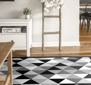 Grijs driehoekmotief vinyl tapijt woonkamer - TenStickers