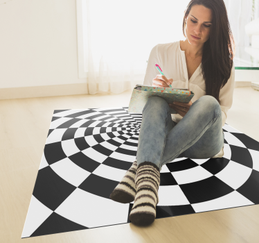Optische illusie geruit vinyl tapijt geometrisch - TenStickers