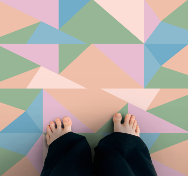 Pastelkleurige driehoeken vinyl tapijt geometrisch - TenStickers