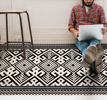 Zwart wit geometrische stijl vinyl tapijt geometrisch - TenStickers