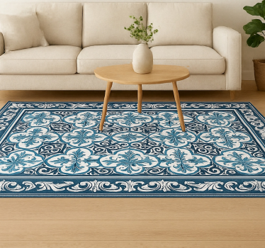 Portugees patroon blauw vinyl tapijt woonkamer - TenStickers