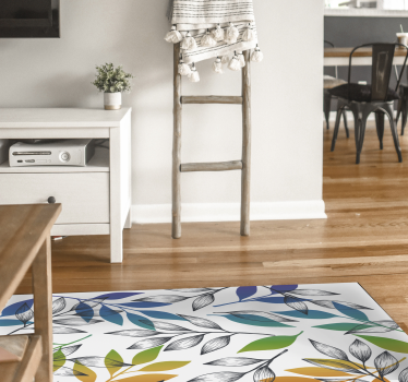 Regenboog kleuren plant bladeren vinyl tapijt - TenStickers