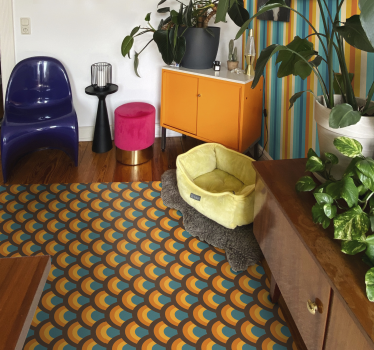 Retro curve patroon vinyl tapijt woonkamer - TenStickers
