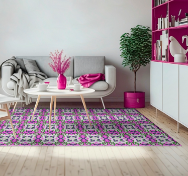 Roze hydraulische tegel antiek vinyl tapijt - TenStickers
