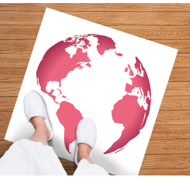 Roze wereldbolkaart vinyl tapijt wereldkaart - TenStickers
