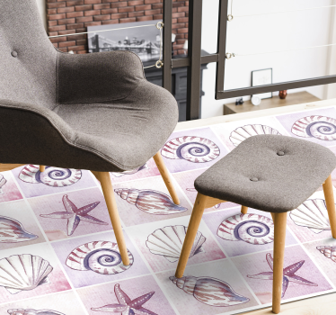 Schelpenconceptontwerp vinyl tapijt woonkamer - TenStickers