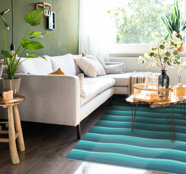 Serene blauwe golven vinyl tapijt woonkamer - TenStickers