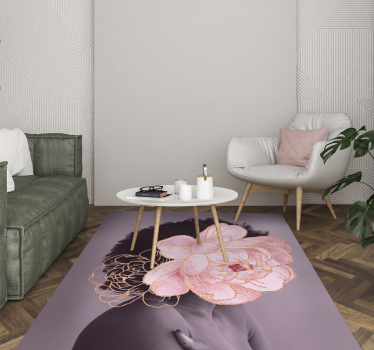 Sierlijk botanisch silhouet vinyl tapijt woonkamer - TenStickers