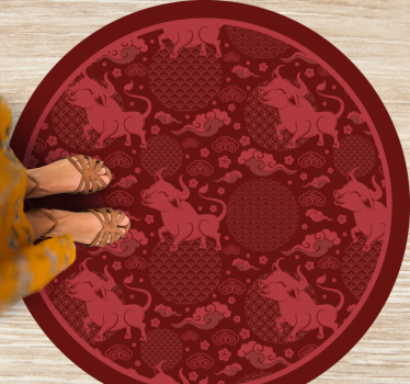 Speels ossenpatroon vinyl tapijt woonkamer - TenStickers