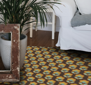 Vintage bruin design vinyl tapijt bloemen en planten - TenStickers