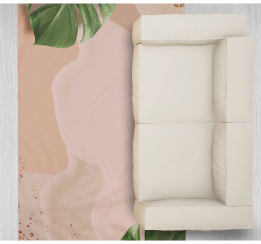 Tropische blad blush vinyl tapijt woonkamer - TenStickers