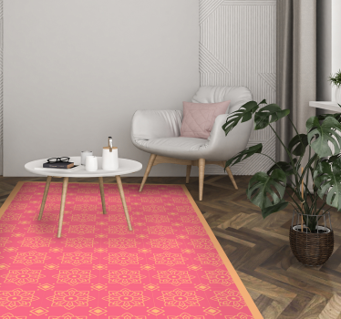 Verfijnde roze tegels vinyl tapijt woonkamer - TenStickers