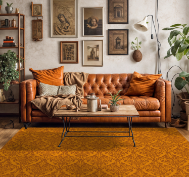 Vintage damast Oranje vinyl tapijt - TenStickers