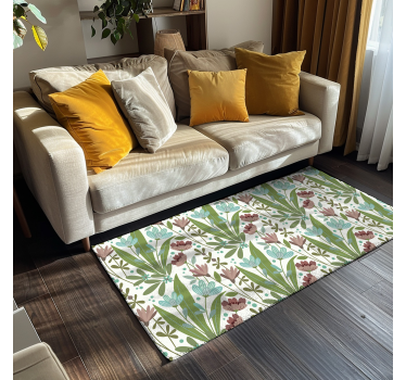 Vinyl tapijt bloemen en planten botanisch patroon - TenStickers