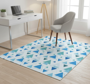 Vinyl tapijt geometrisch blauw driehoek patroon - TenStickers