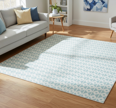 Vinyl tapijt geometrisch blauw en witte ruiten ontwerp - TenStickers