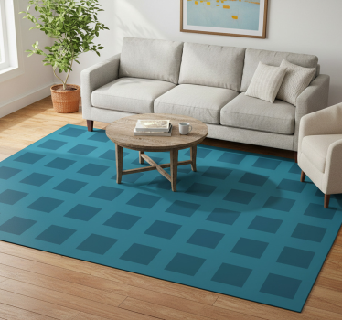 Vinyl tapijt geometrisch blauw patroon met vierkanten - TenStickers