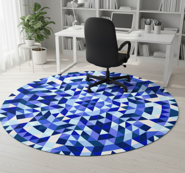 Vinyl tapijt geometrisch cirkelvormig blauw patroon - TenStickers