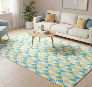 Vinyl tapijt geometrisch geel en blauw tegel - TenStickers