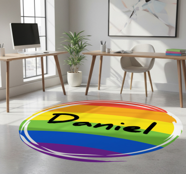 Vinyl tapijt geometrisch gepersonaliseerde regenboogcirkel - TenStickers