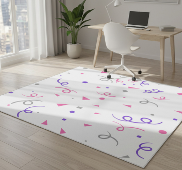 Vinyl tapijt geometrisch grijs roze en paarse confetti - TenStickers
