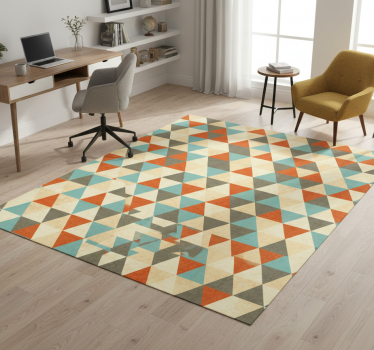 Vinyl tapijt geometrisch kleurige driehoekpatroon - TenStickers