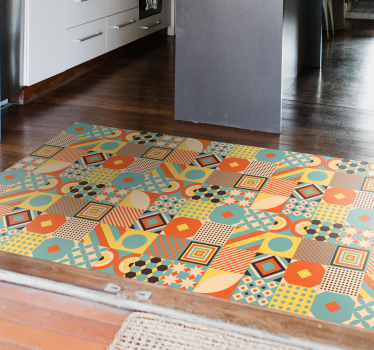 Vinyl tapijt geometrisch levendig tegelconcept - TenStickers