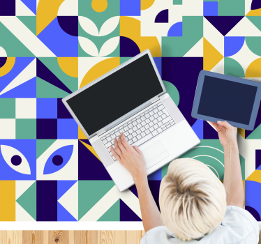 Vinyl tapijt geometrisch levendige geometrische patronen - TenStickers
