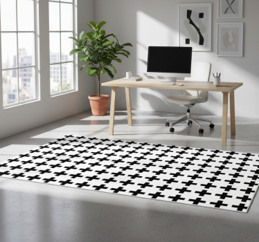 Vinyl tapijt geometrisch zwart-witte kruisen - TenStickers