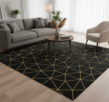 Vinyl tapijt geometrisch middernacht gouden web - TenStickers