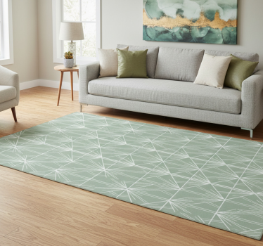 Vinyl tapijt geometrisch modern kunst groen en wit patroon - TenStickers