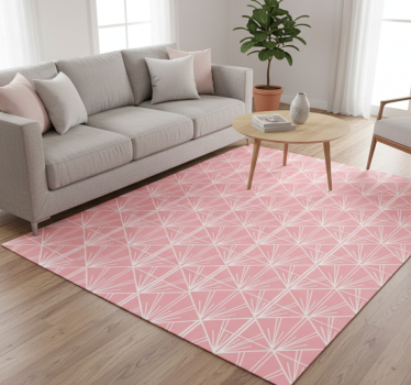 Vinyl tapijt geometrisch moderne kunst roze wit patroon - TenStickers