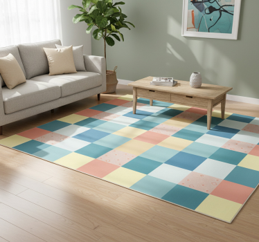 Vinyl tapijt geometrisch patchwork kleurrijk retro patroon - TenStickers