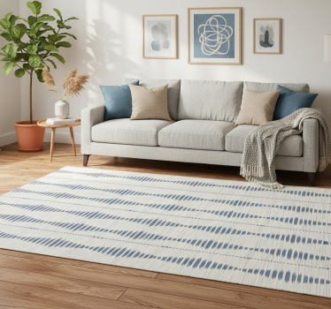 Vinyl tapijt geometrisch rabaul ikat blauw en beige - TenStickers